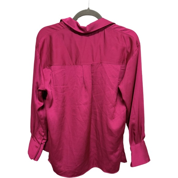 A new Day Pink Satin Top Long Sleeve Button Down Size small NWT Business Casual - Picture 4 of 6